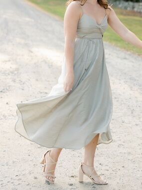 Hello Molly Taupe Knot-Front Spaghetti Strap Maxi Dress